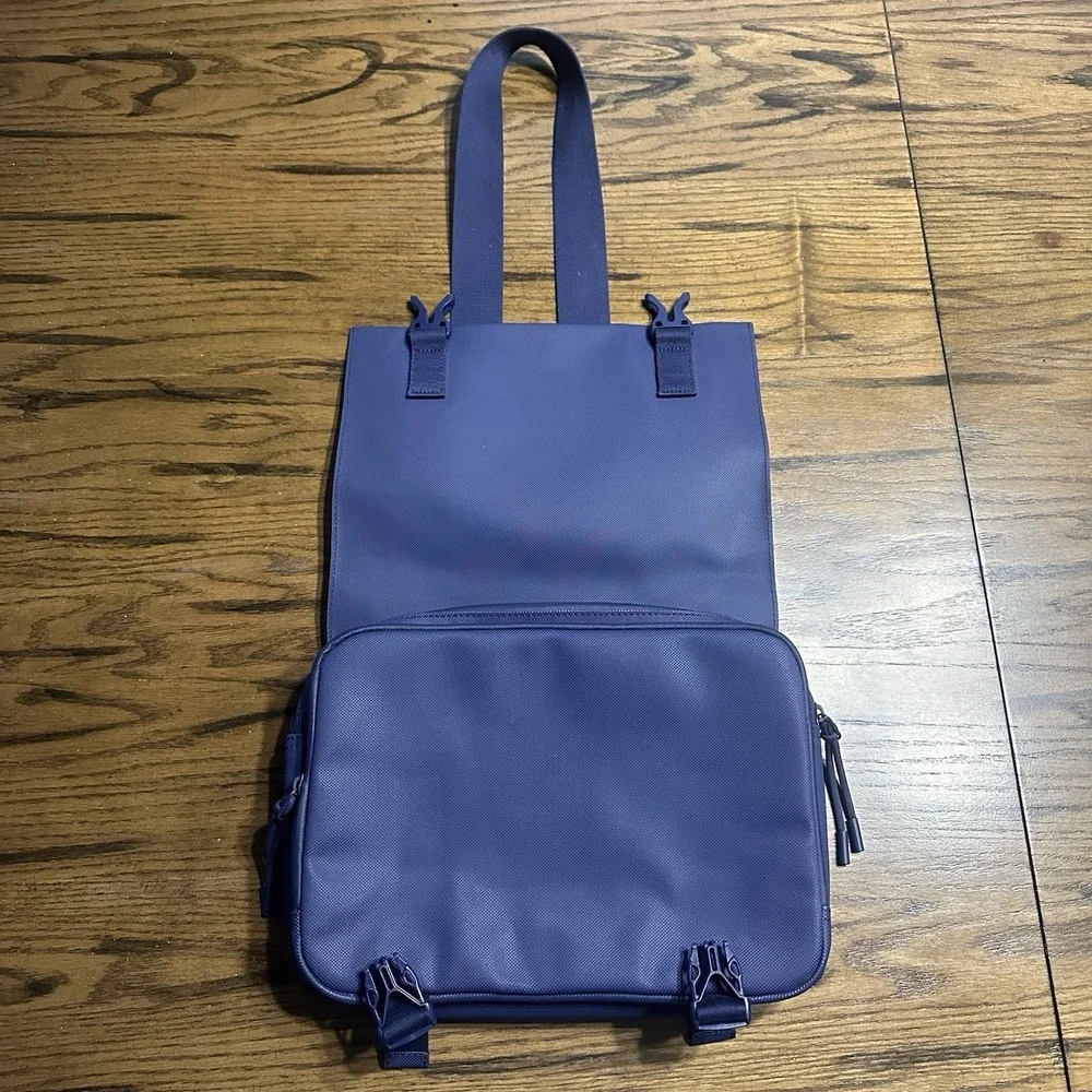 Lacoste Navy Blu Pique Spell Out Logo Cross Body Messenger Bag Unisex Laptop Bag